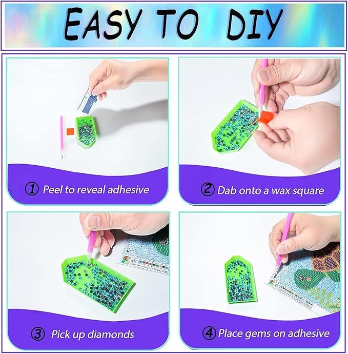 Acelii 6 Pack 5D Cartoon Diamond Painting Kits for Kids Beginners,Cute Animals DIY Diamond Art Kit for Kids,Full Round Drill Big Gem Art for Kid,Home Wall Decoration 6X6 inch
