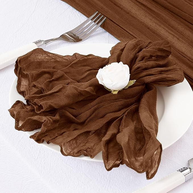 30 Pack Brown Cheesecloth Napkins Tan Christmas Cloth Napkins Set of 30 Marron Holiday Dinner Napkins Bulk 21x21 Inches for Wedding Bridal Shower Baby Shower Xmas Parties