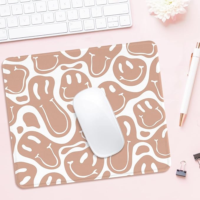 Seorsok Square Mouse Pad Cute Retro Smiley Hippie,Office Home Personalized Premium-Textured Mouse Mat Design,Waterproof Mousepad,Non-Slip Rubber Base Computer Mouse Pads for Wireless Mouse