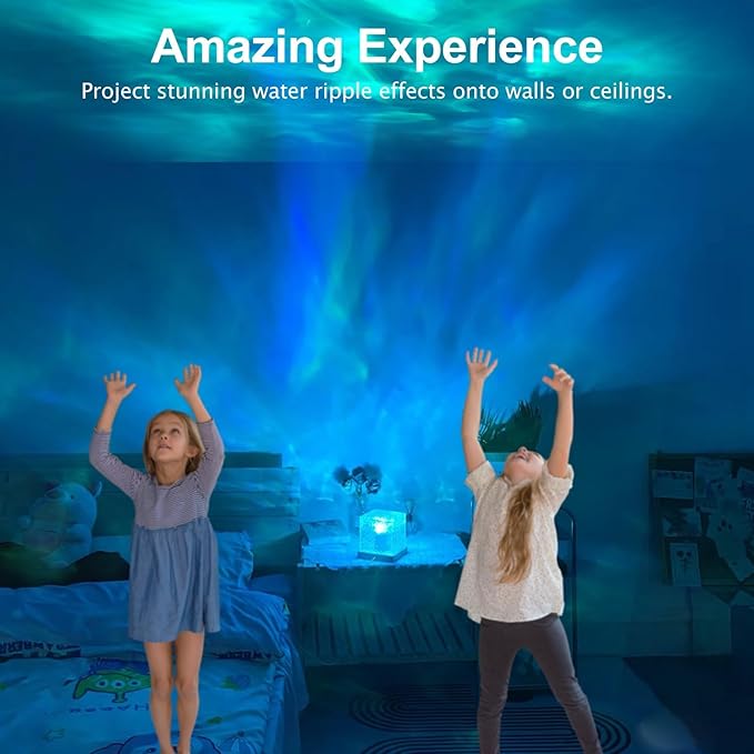 Northern Lights Ocean Wave Projector Light, Galaxy Light Projector, 16 Colors Gradual Rotating Flame Water Ripple Ambient Night Light Non-Wood for Bedroom, Room Decor, Kids Room (RC)