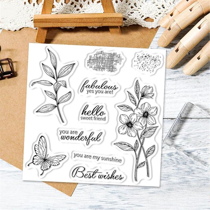 Morning Glory Butterfly Stamps and Cutting Dies for Card Making DIY Transparent Silicone Clear Stamp and Metal Die Cuts Sets for Scrapbooking Paper Greeting Cards Decor Seals Craft Supplies