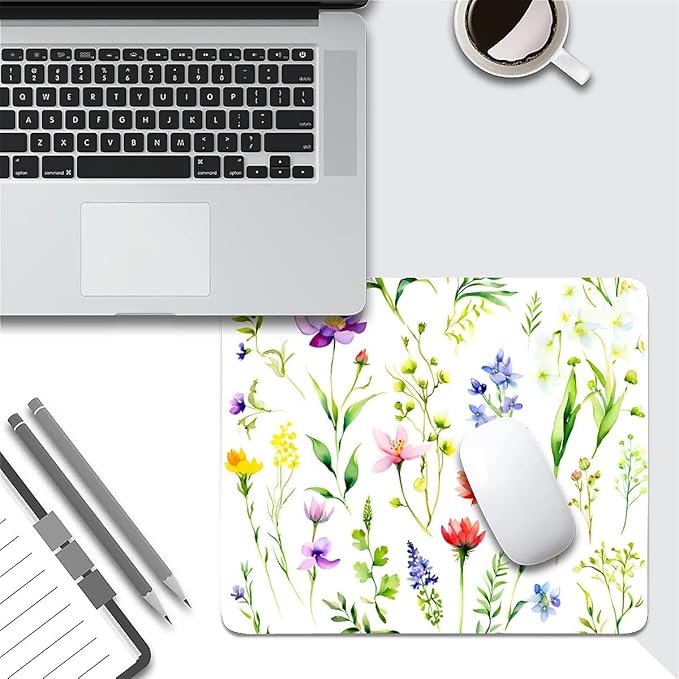 Square Mouse Pad Beautiful Flowers Plants 1, Personalized Premium-Textured Custom Mouse Mat Design, Washable Mousepad Cloth, Non-Slip Rubber Base Computer Mouse Pads for Wireless Mouse