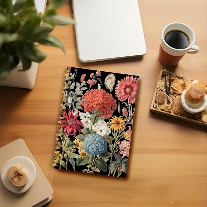 Vintage Floral Botanical Notebook, Watercolor Wildflower Floral Journals for Women, Plant Journal, Aesthetic Notebooks, Spiral Notebook Journal 5.5x8.3 Inch