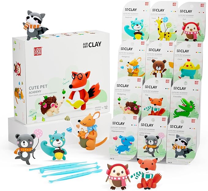 Air Dry Clay Kits - Modeling Clay for Kids, Ultra Light & Soft, Safe & Non-Toxic, 12 Boxes DIY Model Magic Clay with Sculpting Tools & Tutorials, Creatible Art Crafts Toys Gifts Boys Girls