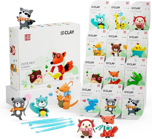 Air Dry Clay Kits - Modeling Clay for Kids, Ultra Light & Soft, Safe & Non-Toxic, 12 Boxes DIY Model Magic Clay with Sculpting Tools & Tutorials, Creatible Art Crafts Toys Gifts Boys Girls