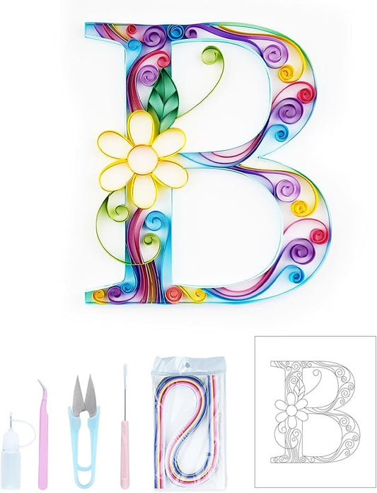 Uniquilling Quilling Kit, 8 * 10-in Letters B Paper Filigree Kits with Quilling Tools& Using Manual, Paper Quilling Kits, DIY Quilling Artwork Modern Wall Art for Living Room