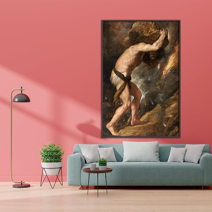 Tiziano Vecellio Canvas Wall Art Sisyphus Poster Ancient Greek Mythology Art Master Painting Print Modern Home Decor Suitable for Bedroom Living Room Office Wall Decor Unframed(24x36inc/60x90cm)