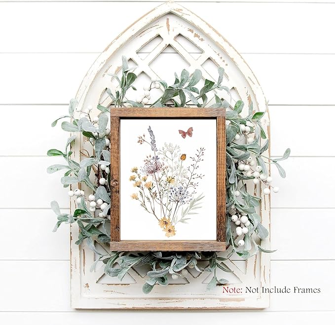 Watercolor Flower Wall Art Poster,Vintage Floral Canvas Wall Art,Botanical Wildflower Wall Decor,Vintage Prints Floral Pictures Minimalist Farmhouse Poster for Room Bedroom(8”X 10”) No Frame