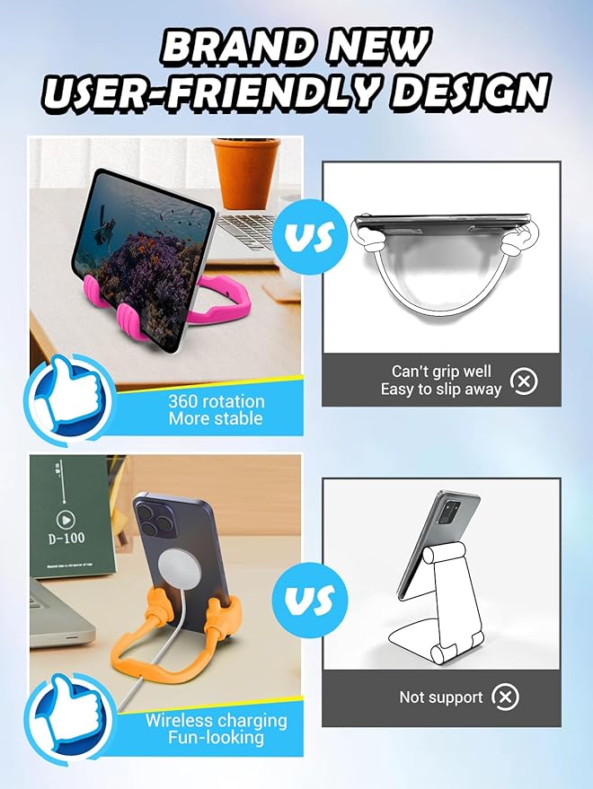 Stocking Stuffers for Teens Girls Boys Adults Cell Phone Stand: UPGRADE Adjustable Thumbs Up Lazy Phone Holder for Desk Cool Gadgets Fun Birthday Gift Ideas for Kids Teenager Women Gifts for Christmas