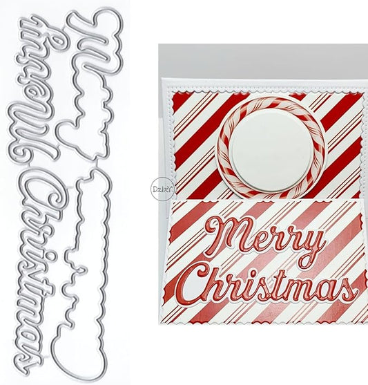 DzIxY Shadow Merry Christmas Metal Cutting Dies for Card Making Embossing Paper Die Cuts Sets Album Scrapbooking Templates Stencils Storage Pockets