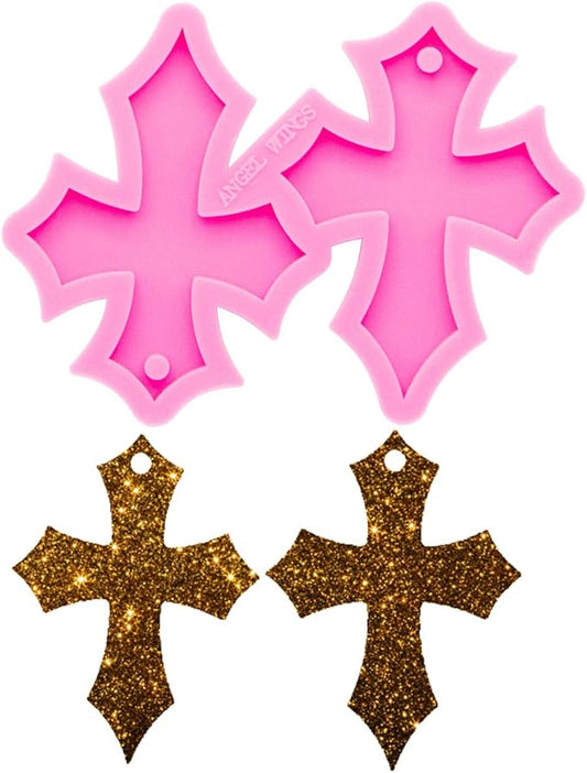Resin Earring Mold Silicone Resin Jewelry Molds Cross Shape Epoxy Resin Casting Molds for Women Earring Crafts DIY Necklace Pendant Resin Mold