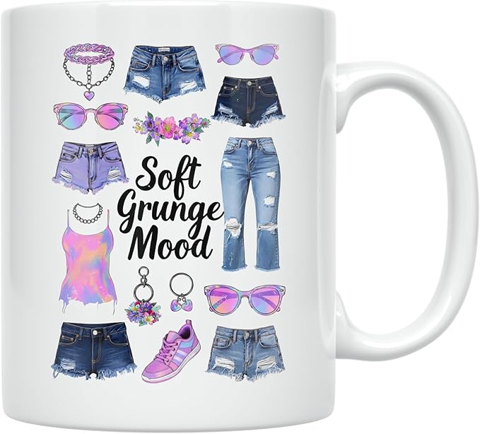 Soft Grunge Aesthetic - Alternative Style - 11 oz White Ceramic Coffee Mug - Edgy Design
