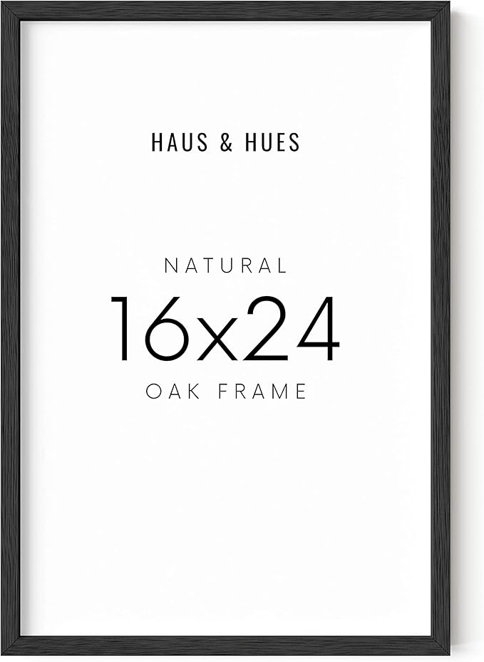 HAUS AND HUES 16x24 Black Oak Frame Set of 1 - Large Wooden Poster Display Pack
