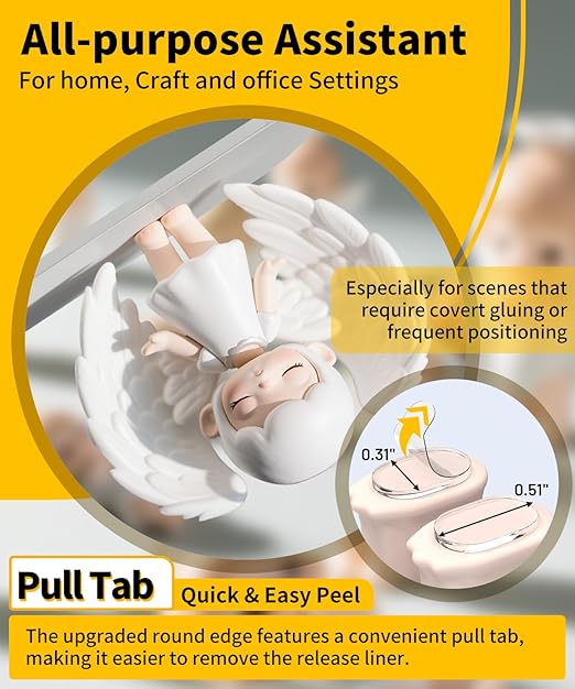 Upgraded Removable Mounting Putty with Pull Tab, Double Sided Adhesive Dots, No Trace Tape Sticky Tack Dots for Picture Crafts, 320 Pcs 0.31" x 0.51"
