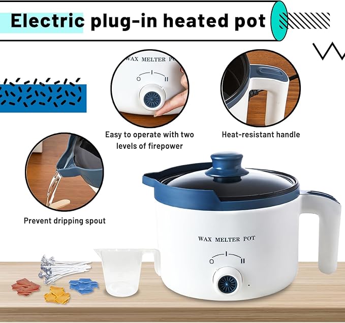 Ksedcon Wax Melting Pot for Candle Making, Electric Wax Melter with Pour Spout,Candle Making Supplies Includes Pouring Pot, Colors Dyes, Wicks, Thermometer
