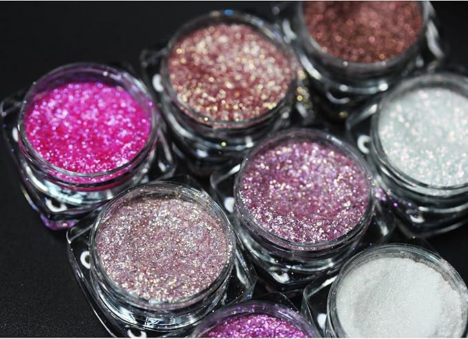 8colors White Pink Series Highlighter Pigment Loose Mica Powder for Resin Craft, Soap Candle Dye, Nail Art, Cosmetics, Paint, Slime Pigment