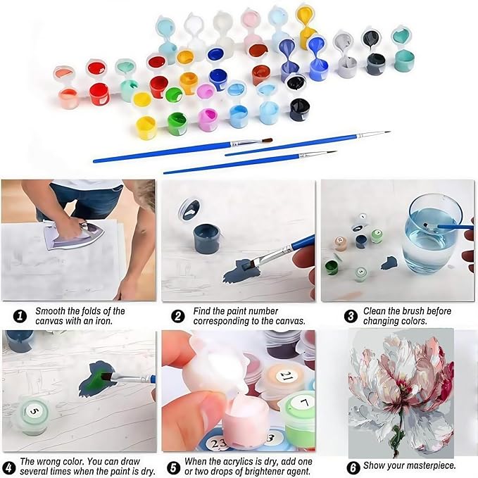 BYGFHLYW Flowers Paint by Numbers Kit for Adults Beginner, Adult Paint by Number Kits on Canvas, DIY Acrylic Watercolor Oil Paint by Number for Home Art Decor 16x20 Inch