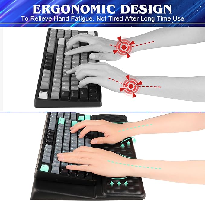 VAIPI Computer Keyboard Stand with Wrist Rest, Ergonomic Tilted Keyboard Riser Holder with Wrist Pad Keyboard Tray Support Relieve Pain & Fatigue - Black