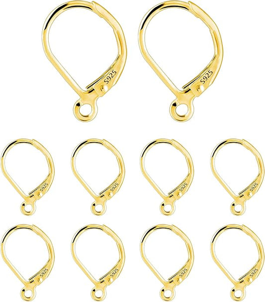 925 Sterling Silver Leverback French Hooks - Hypoallergenic Earring Backs With Jump Rings Set - Dangle Hooks Sterling Silver Findings Supplies for Jewelry Making