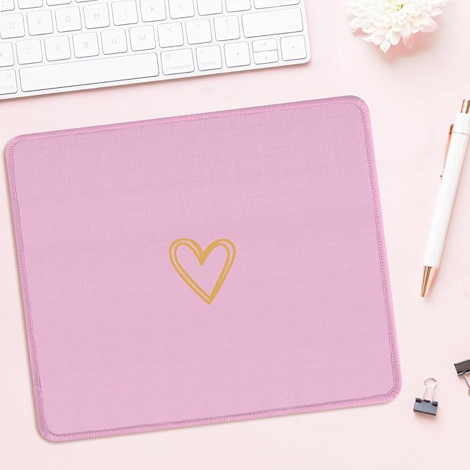 Seorsok Square Aesthetic Cute Heart Mouse Pad,Office Home Personalized Mouse Mat Design,Waterproof Funny Mousepad,Non-Slip Rubber Base Computer Mouse Pads for Wireless Mouse,Purple