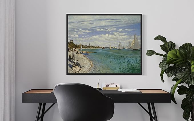 Regatta at Sainte Claude Monet Wall Art Print Poster, Impressionist Painting Wall Art Wall Decor, for Bedroom and Living room Bathroom Decor 115 (Regatta at Sainte, 8 x 10 inches, Black Frame)