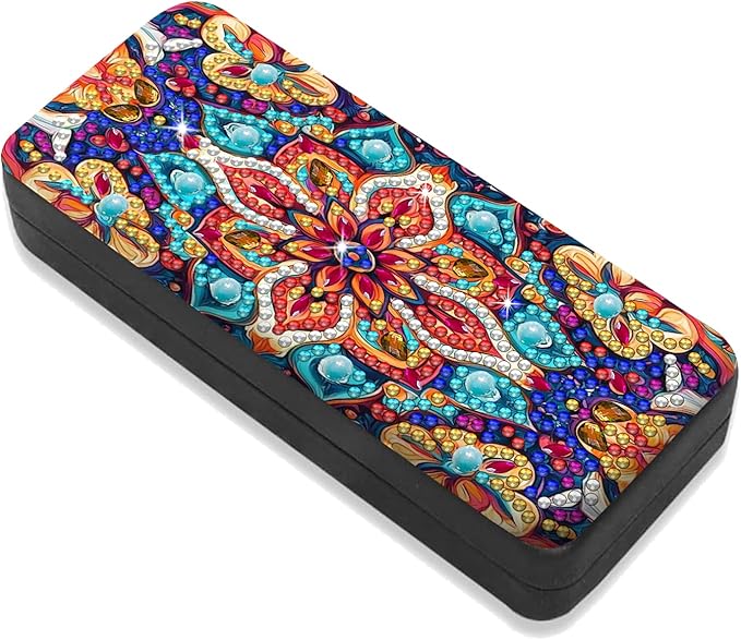 Leatrice Mandala Diamond Art Kits for Adults Small Diamond Painting Kit Eyeglasses Case Gem Art Paint by Diamonds Dot 5d Diamond Art DIY for Beginner Women