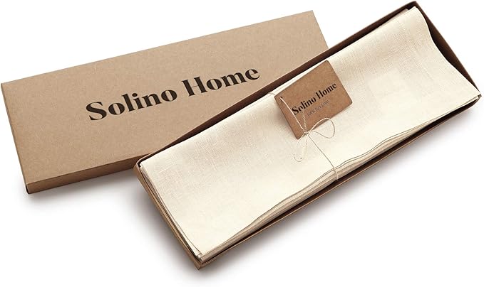 Solino Home Linen Ivory Placemats Set of 6 - 100% Pure Linen Placemats 14 x 19 Inch for Spring, Easter - Fete
