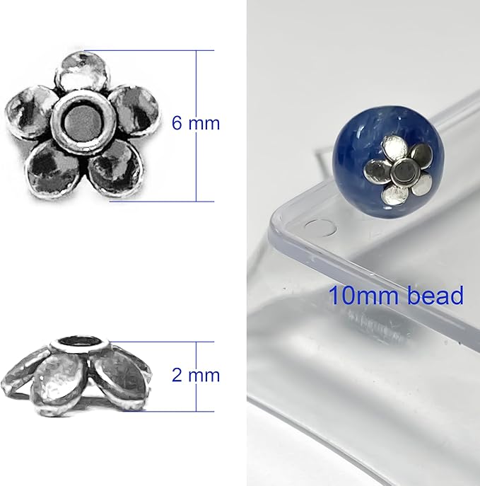 Silver Petal Bead Caps Antique Silver Spacer Bead Caps for Bracelet Necklace Earrings Jewelry Making Supplies Findings Fit 10-12mm Round Beads 500Pcs
