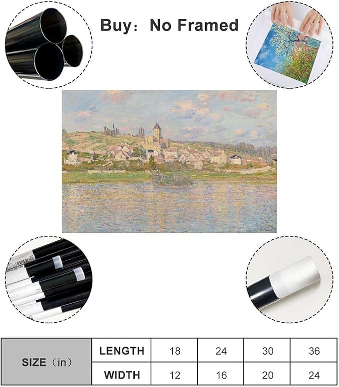 40+ Monet Famous Print Posters Vétheuil by Claude Monet Impressionism Poster Print for Room Aesthetics Canvas Wall Art Print Unframe 24×36inch(60×90cm)