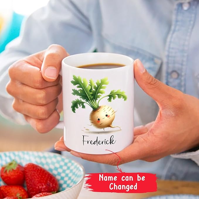 Parsnip Ceramic Mug, Personalized Parsnip White Mug 11oz 15oz, Vegetable Lover Cup Gift, Custom Choose Name Parsnip Coffee Mug, Vegetable Mugs Gifts For Parsnip Lovers, Parsnip Travel Tea Cup