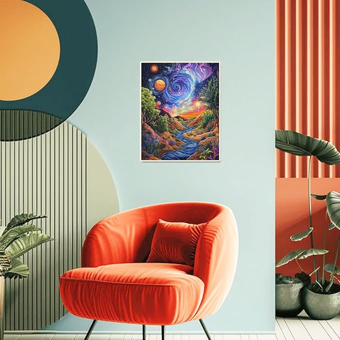 Landscape Paint by Numbers Kit for Adults Beginner Starry Night Oil Painting Kit Adult Paint by Number Kits on Canvas DIY Painting for Beginners Art by Numbers for Gifts Home Wall Decor 16x20 Inch