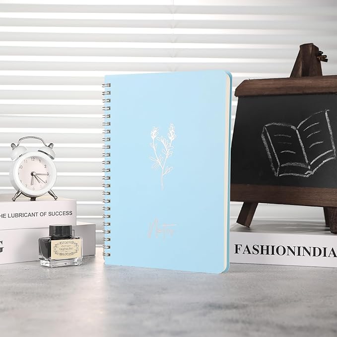 3 Pcs Spiral Notebooks For Women - Aesthetic College Ruled Journal/Notebook with Large Pockets & 7mm 60 Sheets Lined Pages - for School and Office Supplies（A5, 5.7" x 8.3"）