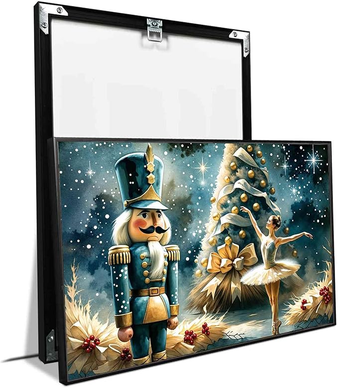 Christmas Wall Art Holiday Decor Nutcracker and Ballerina Winter Scene Poster Modern Farmhouse Poster Vintage Oil Painting Print Indoor Decor for Home Bedroom Christmas Holiday Framed Ready to Hang