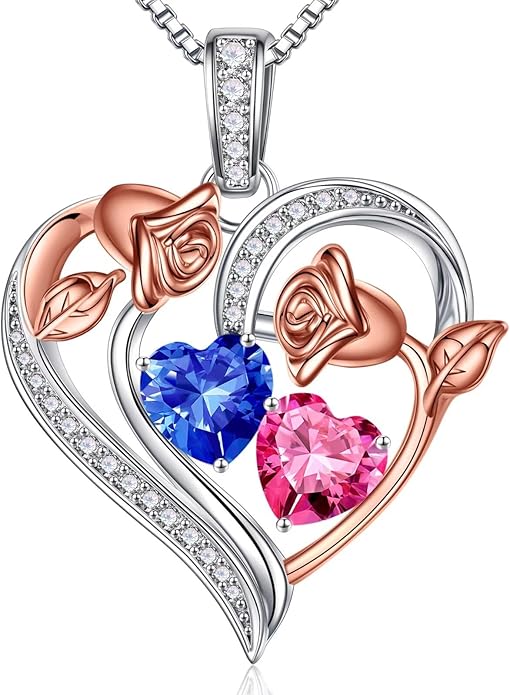 Iefil Christmas Gifts for Women Wife - 925 Sterling Silver Rose Heart Necklace, Stocking Stuffers for Women, Anniversary Birthday Gifts for Wife Girlfriend Mom