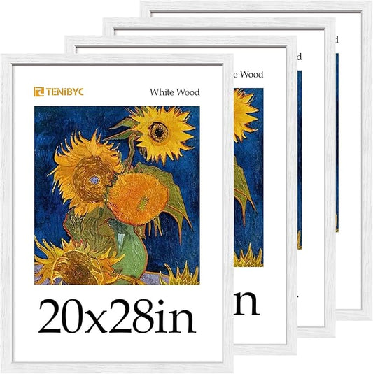 Picture Frame 4 Pack - Solid Wood Poster Photo Frame - Woodgrain Series - Room, Office, Gallery, Studio Display - Wall Hanging