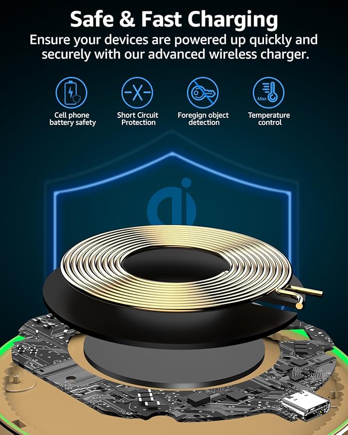 TOZO 2025 W1 New Anti-Slip Wireless Charger 15W Max Fast Wireless Charging Pad Compatible with iPhone 17/16/16 Plus/16 Pro Max /15/14/13/SE Series, Samsung Galaxy S25/S24/S23 Series, Matte Champagne