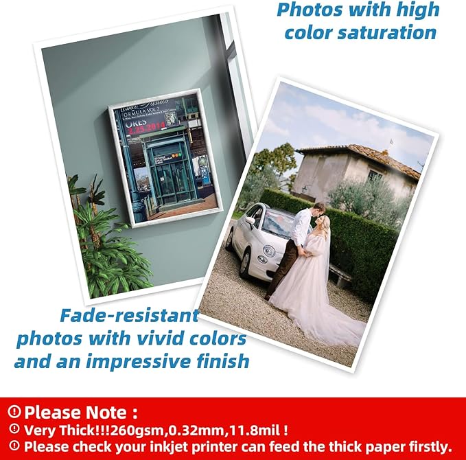 Uinkit Thick Photo Paper Glossy Double Sided 100 Sheets 8.5x11 Heavyweight 68lb 260gsm Inkjet Both Sides Printable 11.8mil A4 Letter size Flyer Bulk Pack 8.5 x 11 Card paper postcard postal A189 (100)
