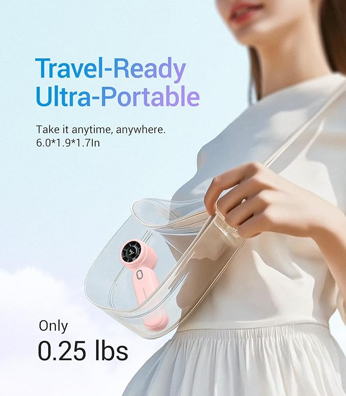 Diveblues Handheld Turbo Fan, USB Rechargeable Battery Powered, Small Portable Pocket Fan for Travel, Outdoor, Home, Office, Concerts, Lash, Gift for Women(Pink)