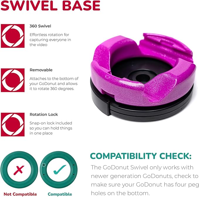 GoDonut Plus+ Glazed Phone Stand (Swivel Base) - Portable Mount Accessory - Charging Port Access - Compatible with Tablet, iPhone & Most Smartphones - Fuchsia
