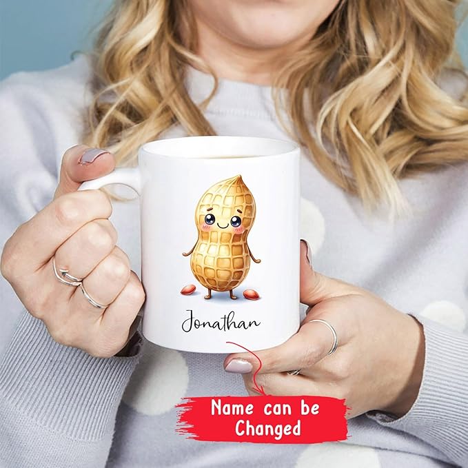 Personalized Name Peanut Coffee Mug, Peanut Lover Mugs, Custom Peanut White Ceramic Mug 11Oz 15Oz, Peanut Cup Gifts For Vegetable Lovers, Vegan Mug, Peanut Vegetarian Coffee Cup, Vegetable Tea Cup