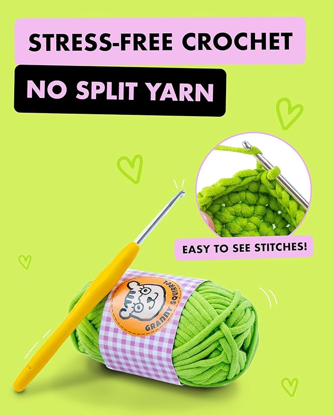 Granny Squirrel Turtle Crochet Kit for Beginners - DIY Amigurumi Animal Craft Kit with Full HD Video Tutorials & Easy No-Split Yarn - Complete Starter Set for Adults & Kids