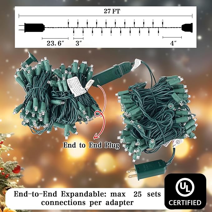 Boltigen Soft Twinkle Lights, 100LED Slow Twinkling, 5mm Wide Angle Christmas Lights, UL Certified 27 Ft Extendable for Home Garden Indoor Outdoor Use Party Wedding Day Decoration