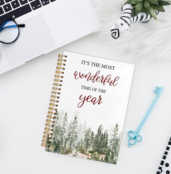 Forest Christmas Spiral Notebook, Christmas Winter Journal for School Office Supplies, Pine Tree Xmas Holiday Hardcover Journal 5.5x8.3 Inch