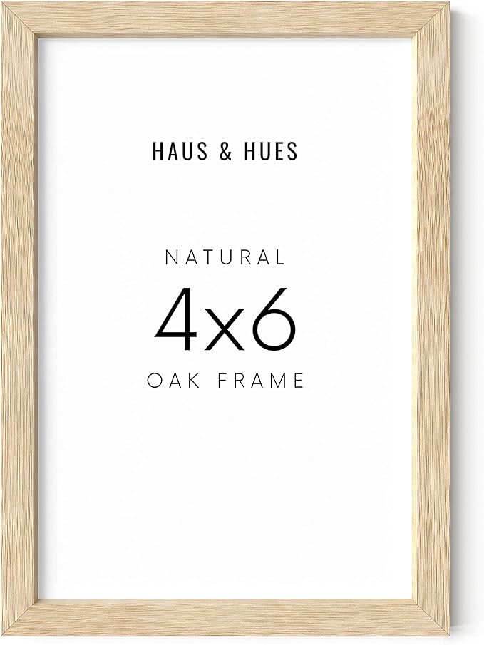 HAUS AND HUES Beige Oak Wood 4x6 Picture Frame - Modern Wood Wall Art Display - Lightweight 4x6 Frame for Art Prints, Photos, Posters - Ready-to-Hang Vertically & Horizontally (Set of 1)