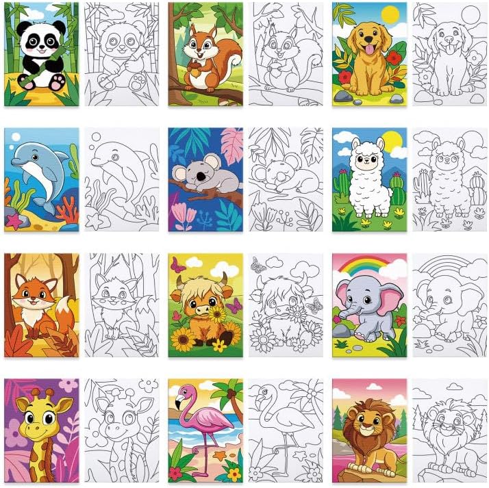 Louise Maelys 5x7Inch Pre Drawn Canvas for Painting for Kids, 12Pack by LouiseMaelys