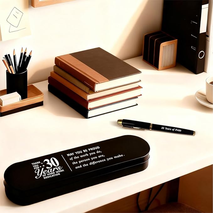 30 Year Work Anniversary Pen Gift- Engraved Gel Pen for Employee & Staff Career Achievement Award, Three Decades of Service