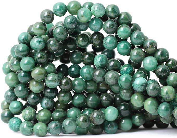 45PCS 8mm Natural Verdite Stone African Jade Gemstone Round Loose Beads for Jewelry Making DIY Findings 1 Strand 15"