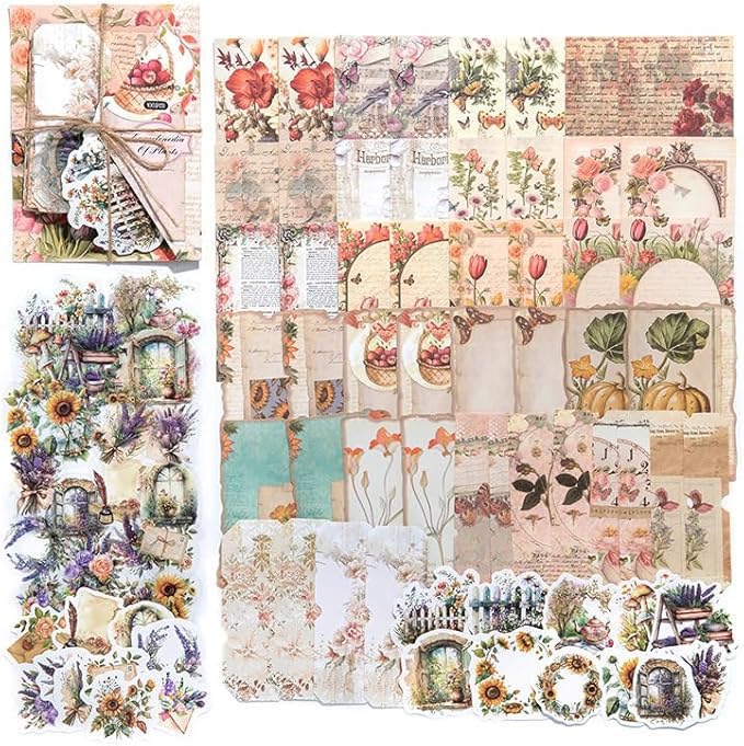 Alideco 100pcs Vintage Scrapbook Supplies Pack for Art Journaling Bullet Junk Journal Planners DIY Paper Stickers Craft Kits Notebook Collage Album Aesthetic Cottagecore Picture Frames (zhiwubaike)