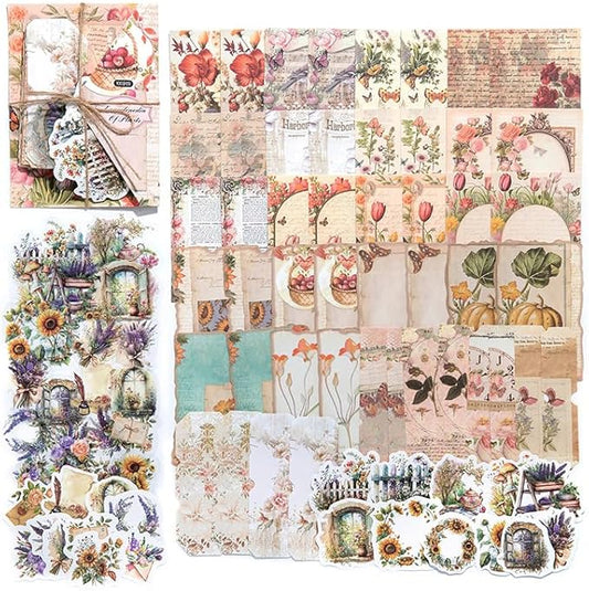 Alideco 100pcs Vintage Scrapbook Supplies Pack for Art Journaling Bullet Junk Journal Planners DIY Paper Stickers Craft Kits Notebook Collage Album Aesthetic Cottagecore Picture Frames (zhiwubaike)