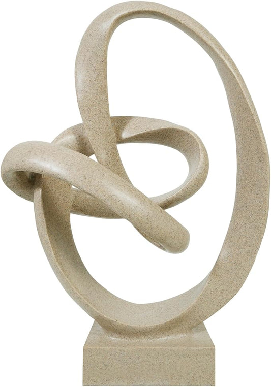 Cozy Villa Knot Sculptures, Modern Coffee Table Statues, Abstract Center Piece for Home Office, Dining Living Room Desk Decor, Bookends, 15.5 x 10.5 inch, Sandstone